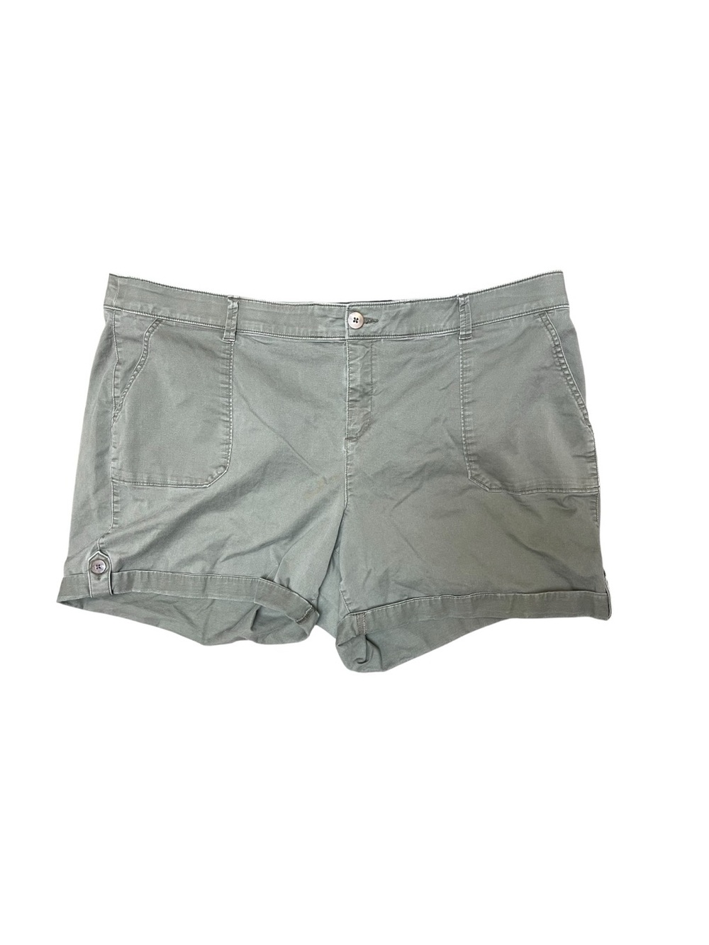 Lane Bryant Size 20 Sage Green Stretch Rolled Cuff Shorts Cotton Plus Size